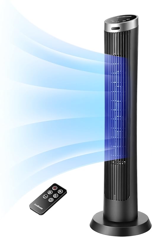 OmniBreeze Digital Tower Fan with Remote, LED Display, Bladeless, 36-I