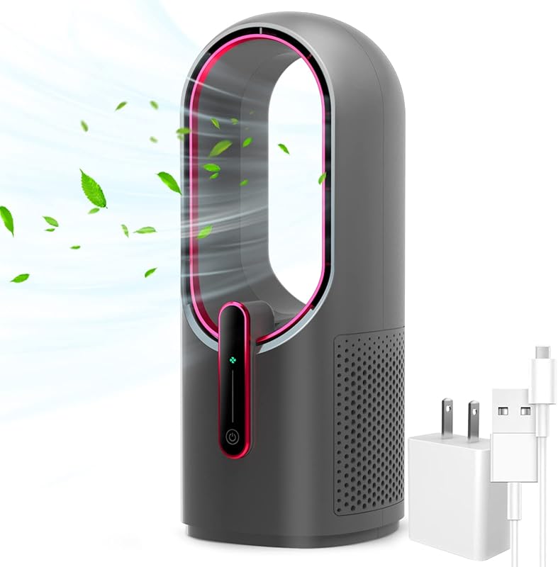 Desk Fan Bladeless, 11.8 Inch Office Fan Small, Quiet, 3 Speed Adjustm