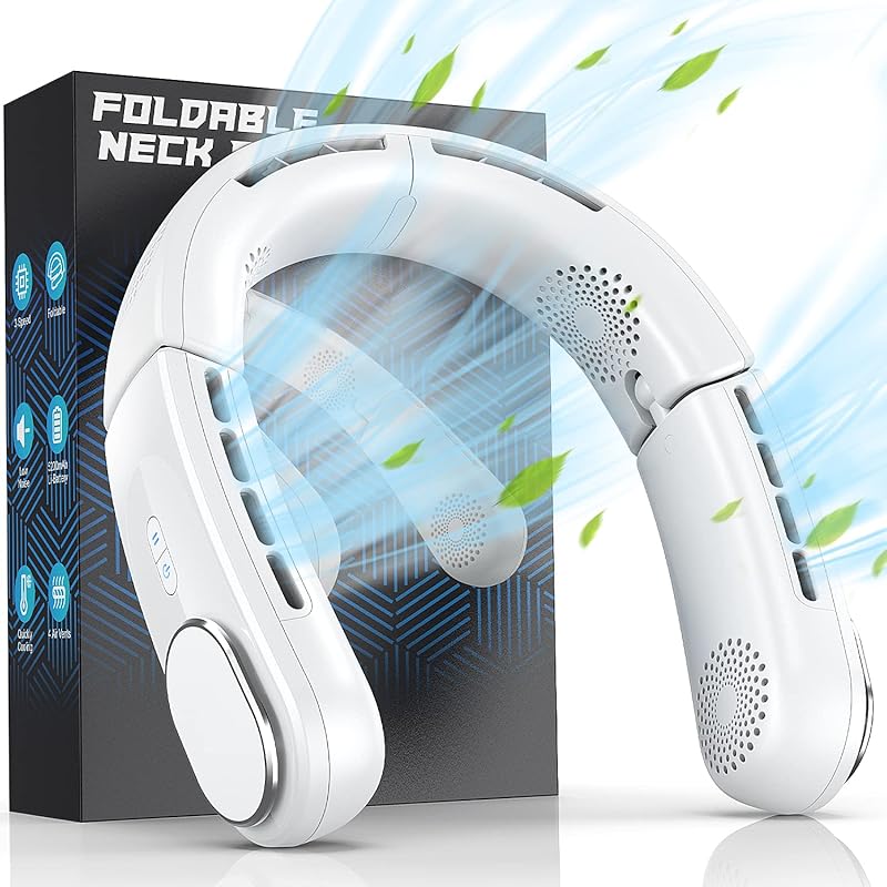 Personal Bladeless Neck Fan: Foldable, Portable, Strong Airflow for Tr