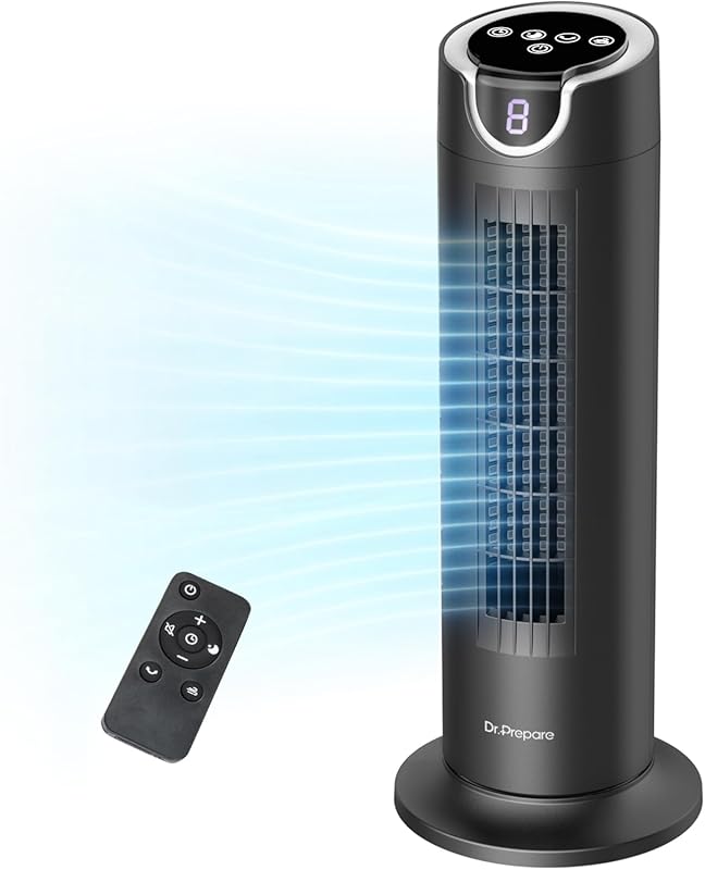 Quiet Bladeless Tower Fan for Bedroom – Remote, 8 Speeds, 8-Hour Timer