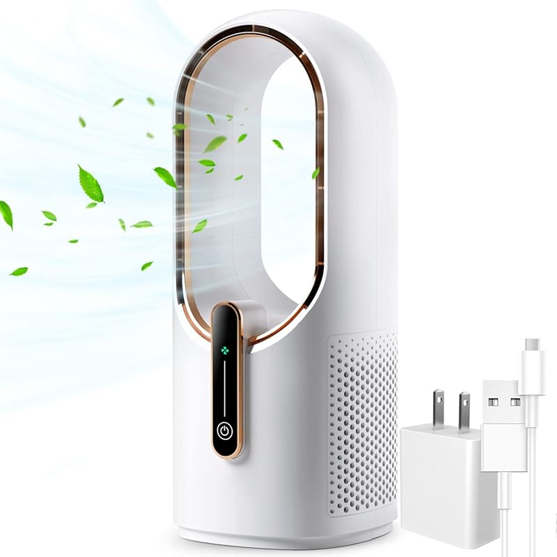 11.8-Inch Bladeless Desk Fan with 3 Speeds and Quiet Operation for Off