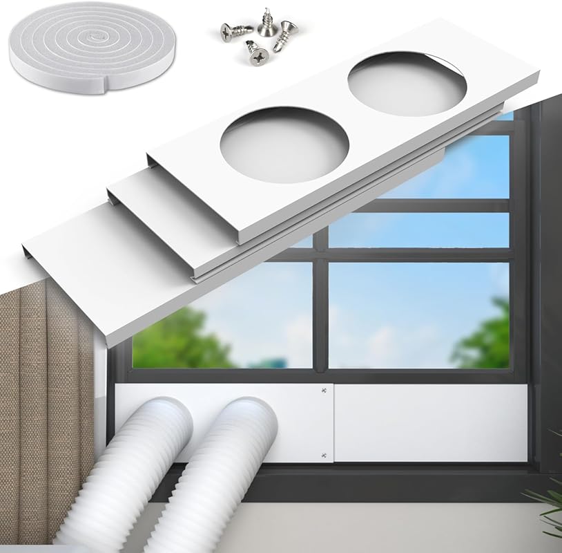 Flamorrow Dual Hose Portable Air Conditioner Window Kit: 5.9