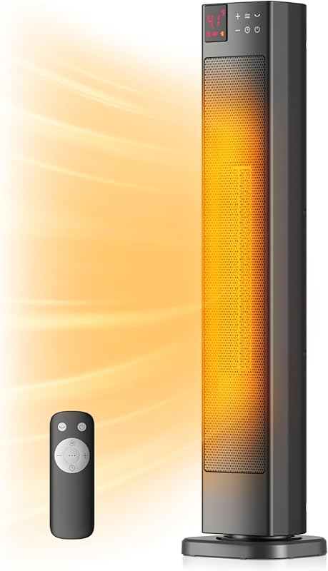 PELONIS Ceramic Tower Space Heater for Large Rooms: Adjustable Thermos