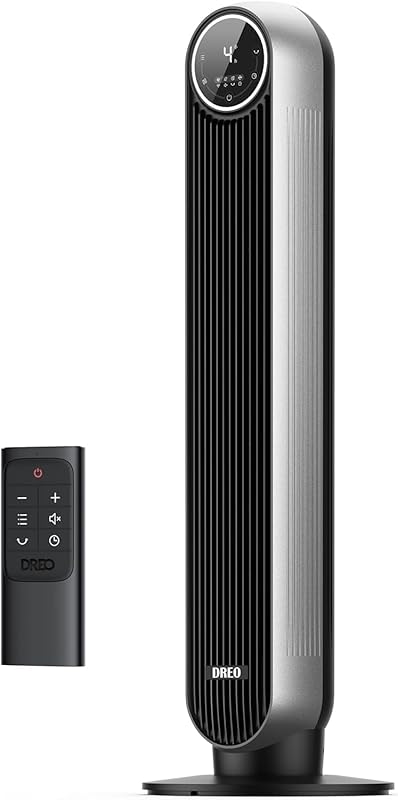 Dreo Bladeless Tower Fan with 4 Speeds, 90° Oscillation, 8H Timer, Ultra Quiet