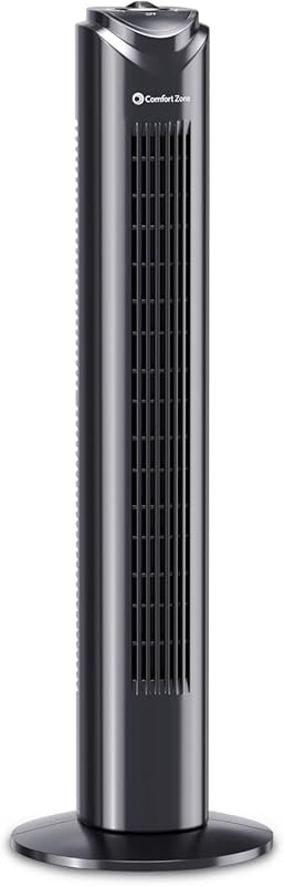 Comfort Zone 32-Inch Tower Fan for Bedroom with 3 Speeds and 90° Oscillation