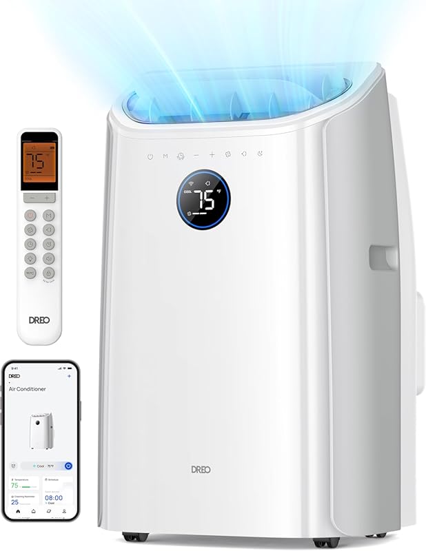 DREO 12,000 BTU Portable Air Conditioner with Quiet Operation, App Con