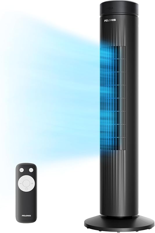 PELONIS 30-Inch Tower Fan with Remote, 3 Speeds, Quiet, 7-Hour Timer, 