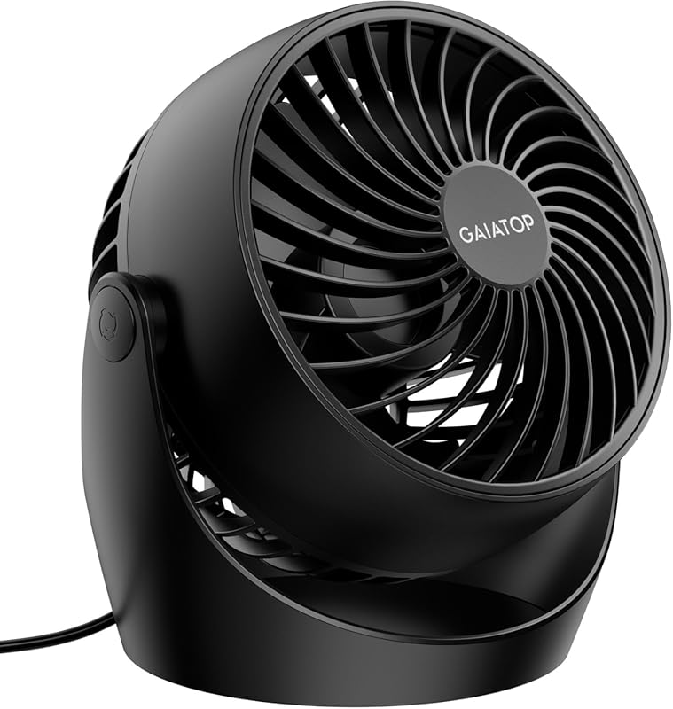 Gaiatop 5-Inch Portable Desk Fan with 3 Speeds, 360° Tilt, Quiet Air C