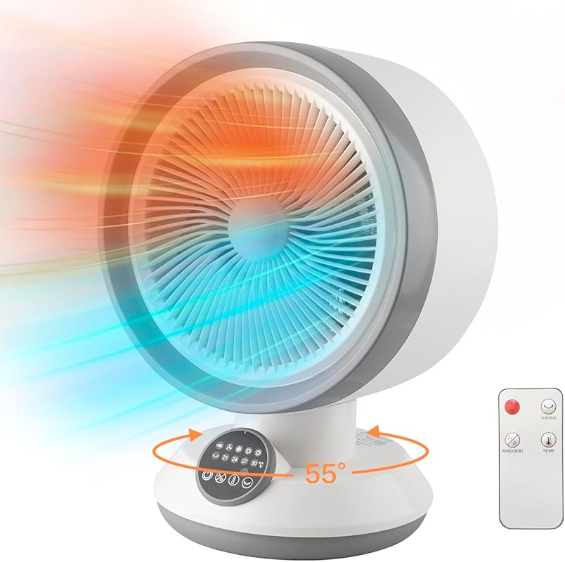 2 in 1 Heater Fan Combo, 1500W Portable Space Heater with Adjustable T