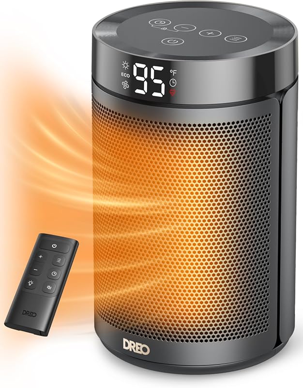 DREO Portable Electric Space Heater with Thermostat, Timer, and Eco Mo