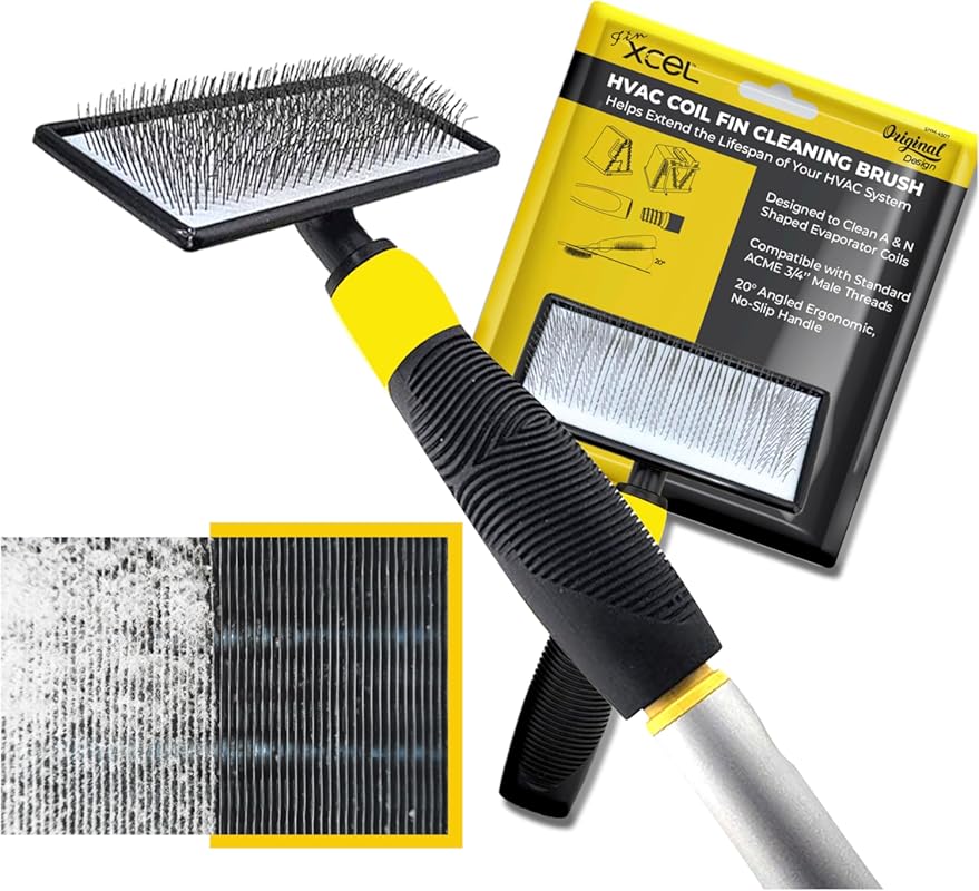 HVAC Coil Cleaning Brush with 135° Angled Pins for Tight AC Coil Space