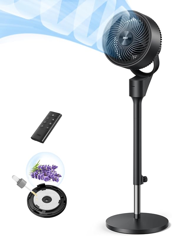 Quiet 80° Oscillating Pedestal Fan for Home Office with Remote and Adj