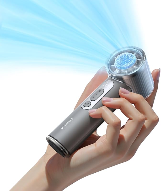 TORRAS COOLiFY iva Handheld Fan with Ice Cooler: Adjustable Speed, Por