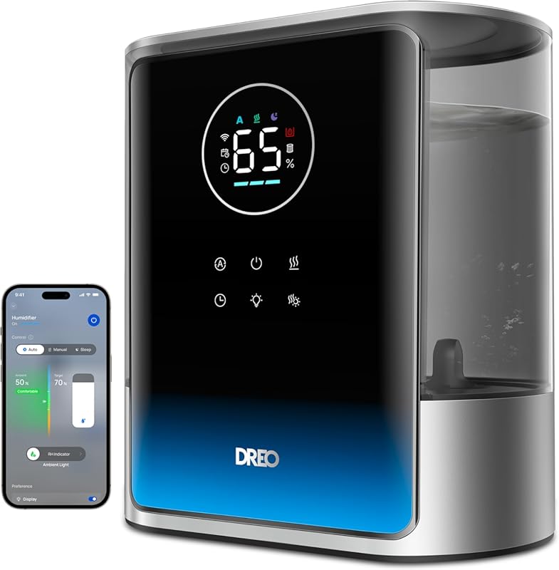 Dreo HM717S 8L Smart Humidifier: Warm and Cool Mist for Large Rooms, Q