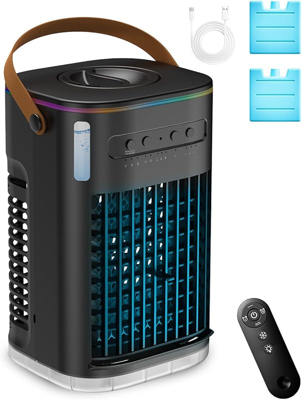 Small Portable Air Conditioner with Water Tank, USB-Powered Evaporativ