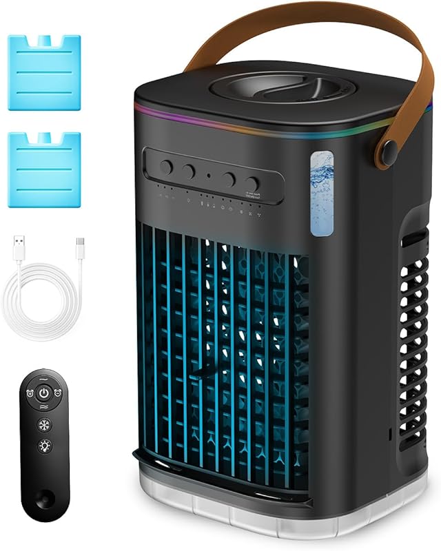 3-in-1 Portable Air Conditioner Cooler with Ice Packs, USB Power, and 