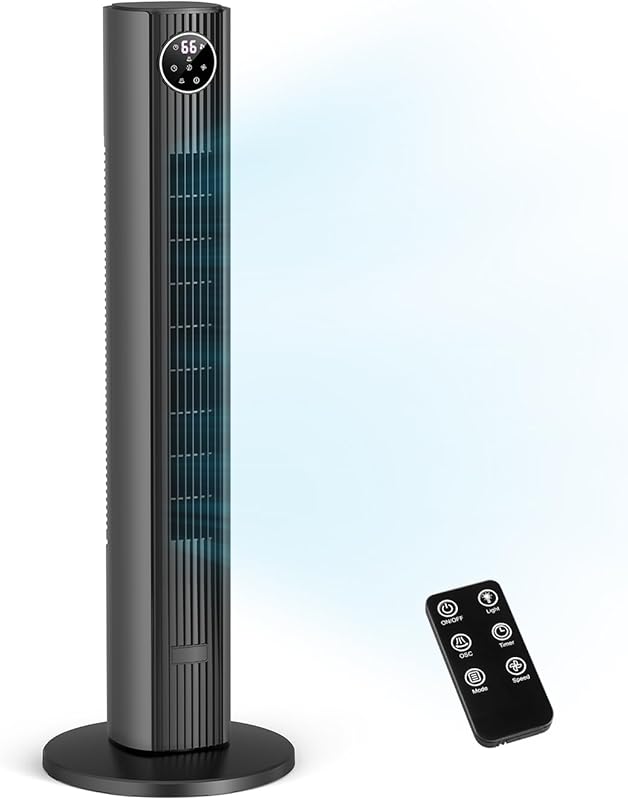 ZAFRO 37-Inch Tower Fan with Remote, 90° Oscillation, 12-Hour Timer, B
