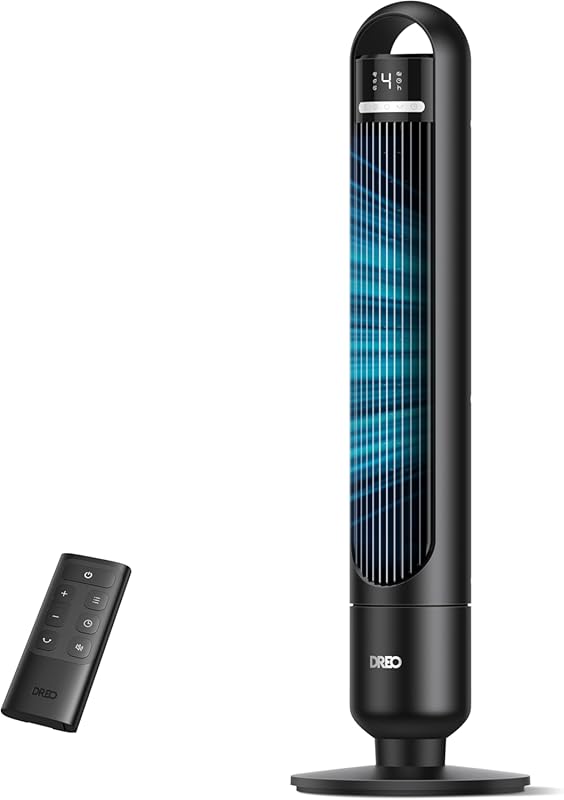 Quiet Tower Fan for Bedroom with 4 Speeds, Remote, and 8-Hour Timer