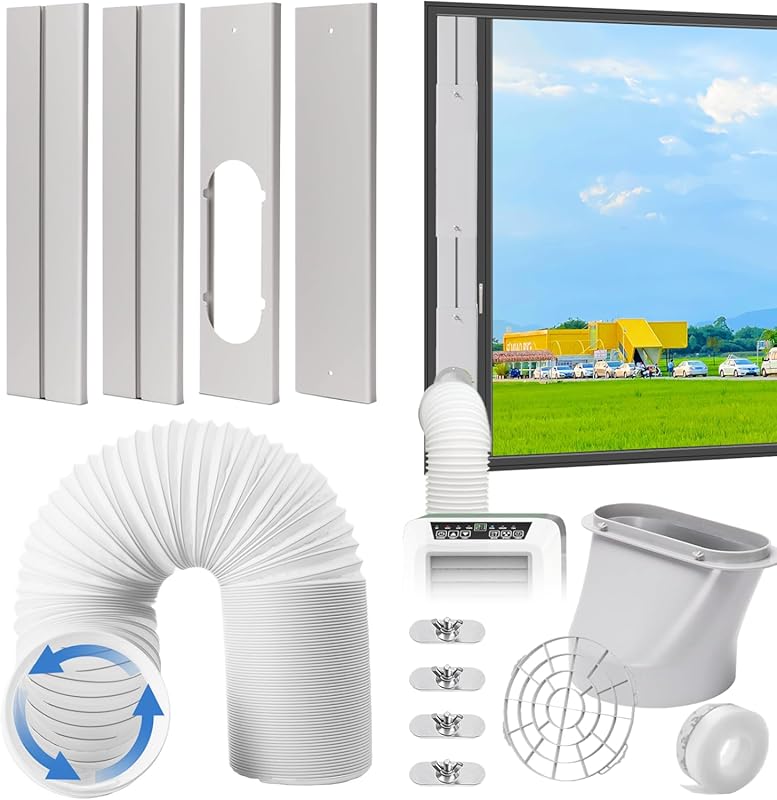 Adjustable Portable AC Window Vent Kit for Sliding Windows with Exhaus
