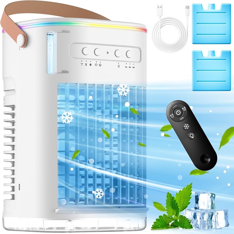 FANCOLE 4-in-1 Portable AC with Ice Packs, Remote, and 7-Hour Timer fo