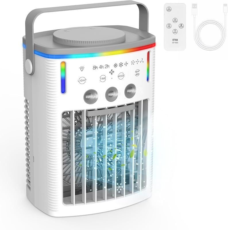 IPOW 2100RPM Portable Air Conditioner and Fan with Remote, Night Light