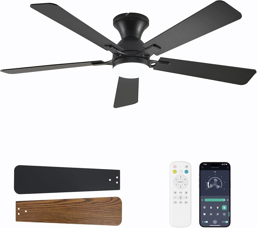 Ceiling Fans with Lights, 52 Inch Low Profile Ceiling Fan with Light a