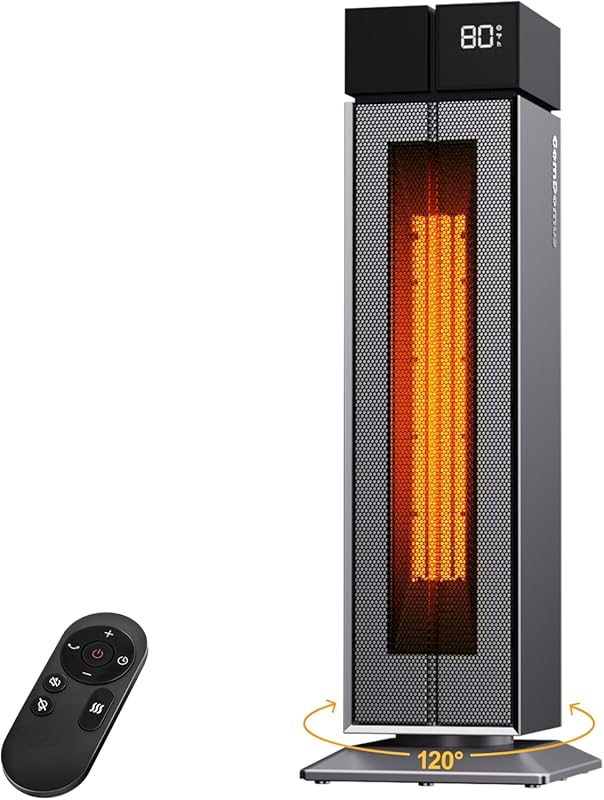 Best Electric Heater for Drafty Room: 25-Inch Tower Heater with 120° O