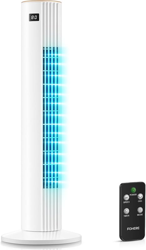 Quiet Oscillating Tower Fan for Bedroom, Remote Control, 3 Modes, 3 Sp