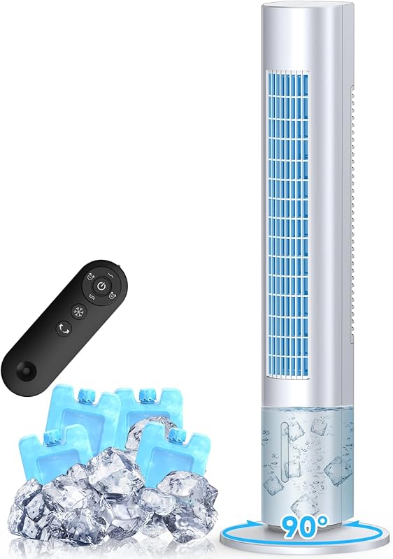 MYICY Portable Evaporative Cooler with 3 Speeds, Remote Control, Timer