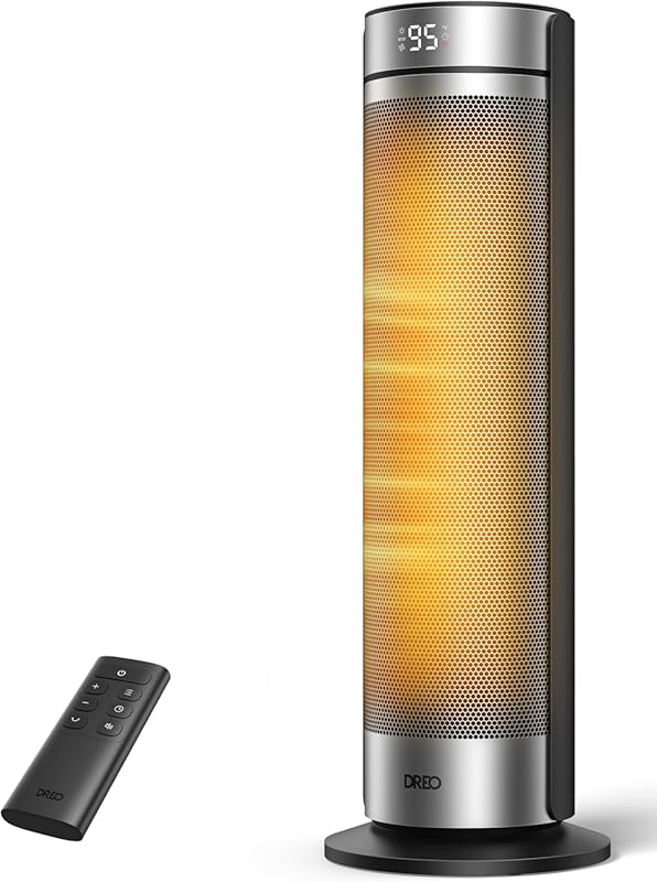 Dreo 23-Inch Tower Heater with Oscillation and Remote for Large Indoor