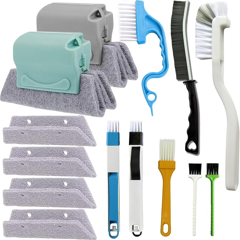 14Pcs Window Track Cleaning Tools, Deep Clean Groove Gap cleaning brus