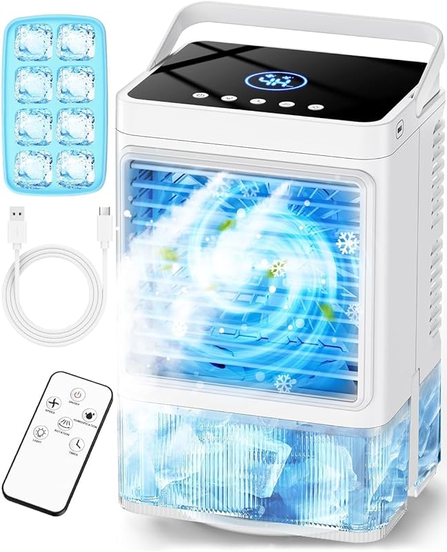 COOLECH Small Portable Air Conditioner with 3 Modes, Remote, and 8-Cub