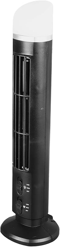 TROUVAILLE Bladeless Tower Fan with LED Light – Portable, Safe for Kid