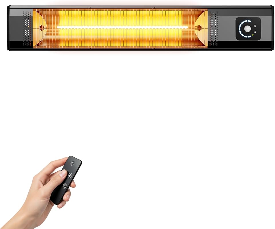 Wall-Mounted 1500W Infrared Heater for Outdoor Shed with Timer and Mot