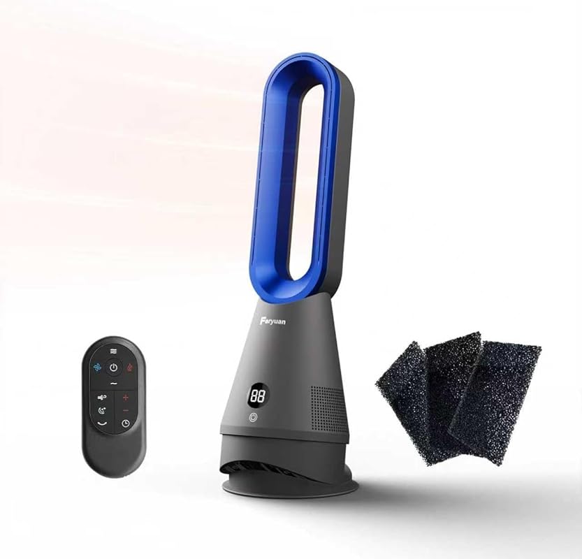 25-Inch Bladeless Tower Fan with Heating, Cooling, Remote, and 80° Osc