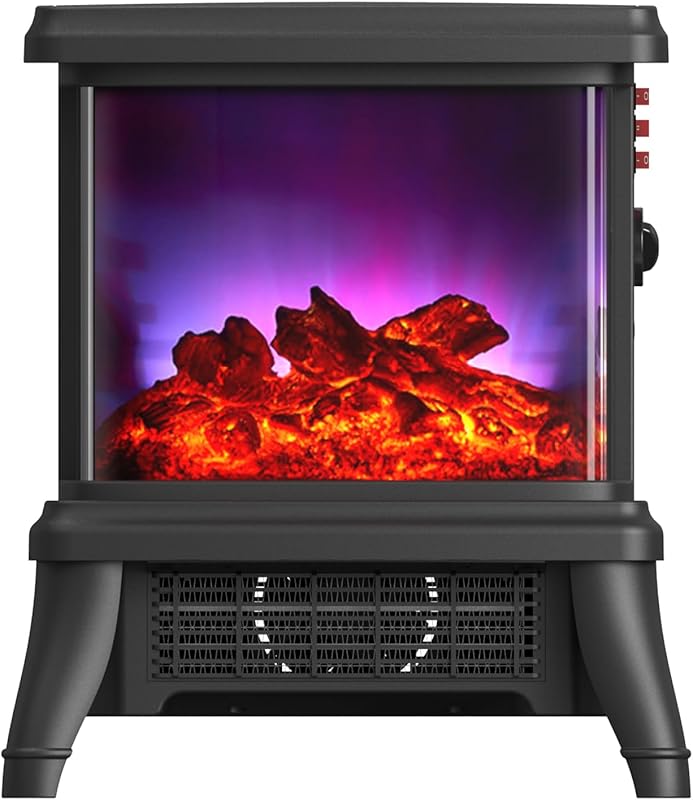 18 inch Panoramic Window with 1500W/1650W Electric Wood Fireplace Flam