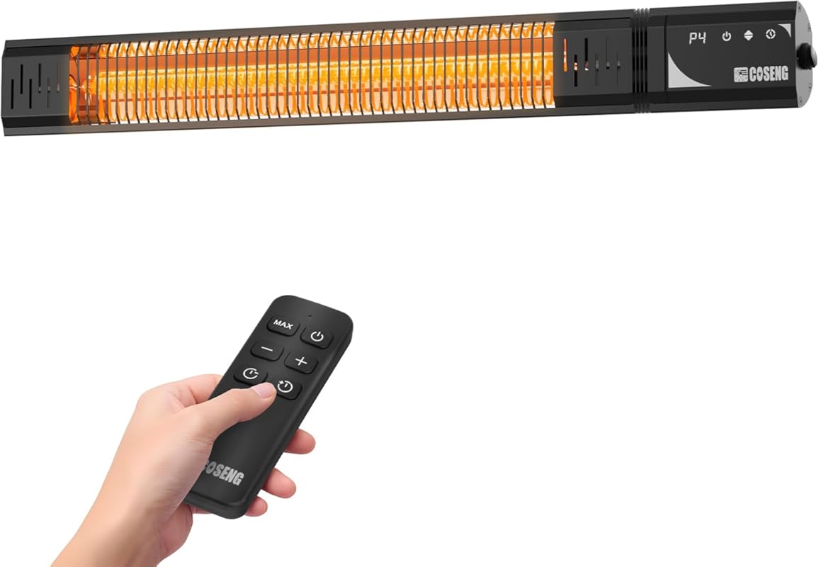 1500W IP65 Waterproof Patio Heater with Remote and Timer for Enclosed 