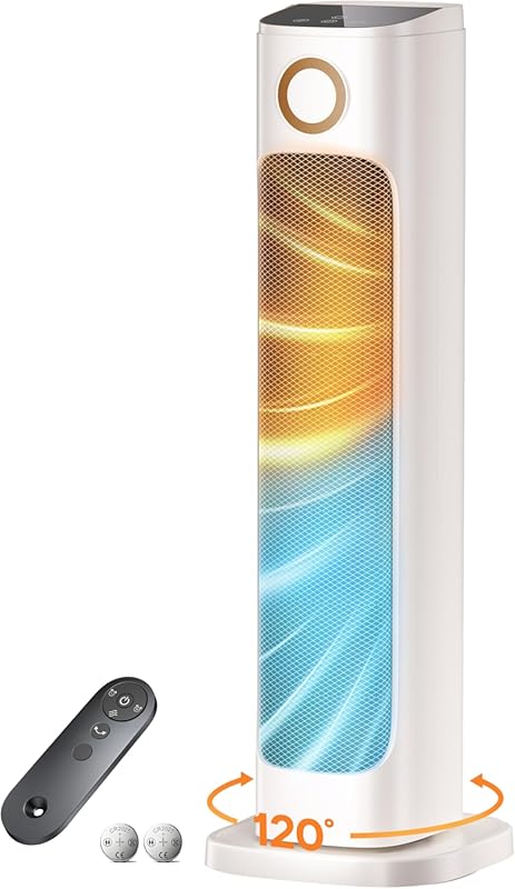 1500W Tower Heater and Fan Combo for Indoor Use with Remote and Quiet 