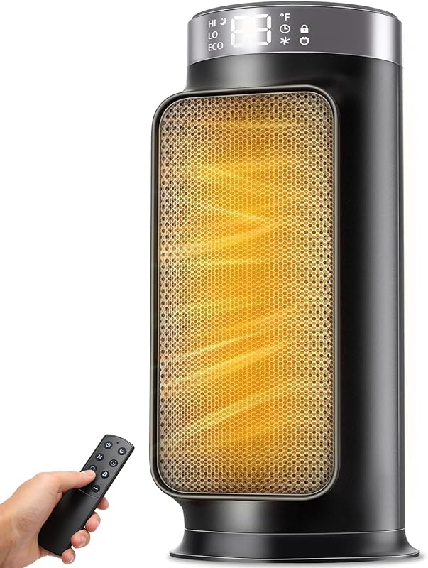 1500W PTC Quiet Space Heater with Remote Control, 15.8“ Portable Elect