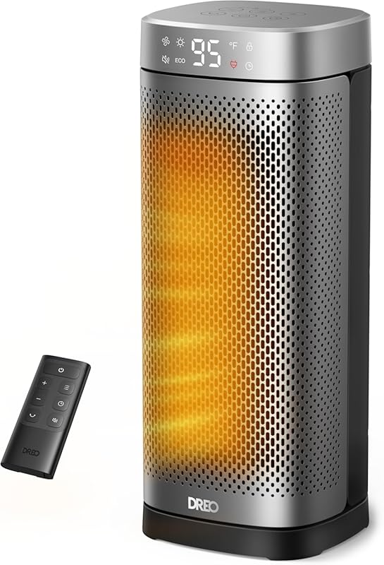 DREO Portable PTC Ceramic Heater with Remote, 70° Oscillation, and 12-