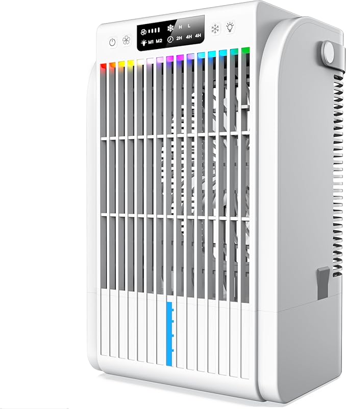 AI Portable Air Conditioner with Water Tank, Remote, and Multi-Color L