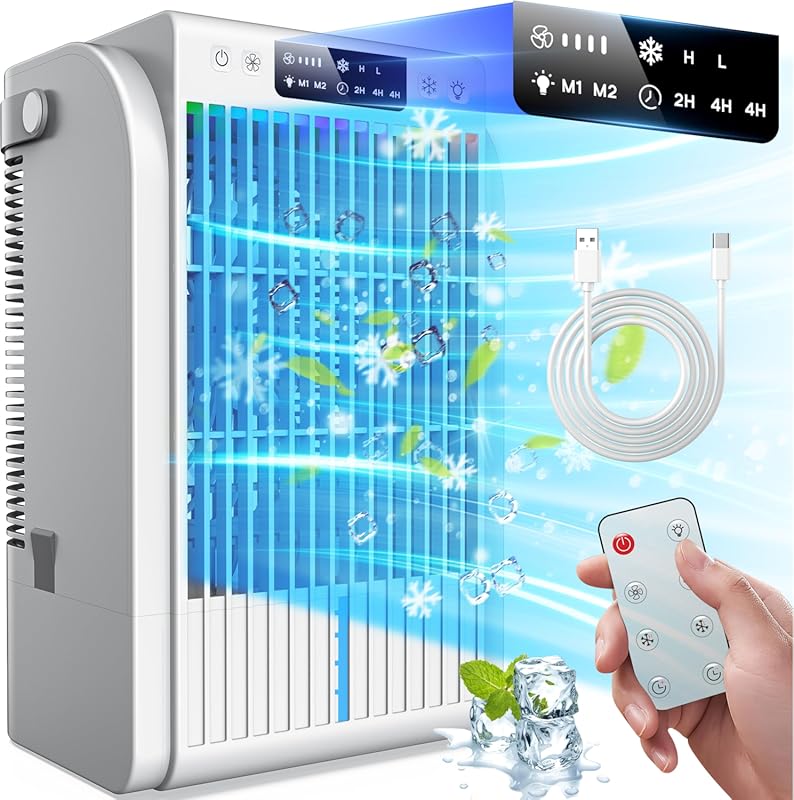 Compact Personal Air Cooler with 1500ML Tank – 4-in-1 Evaporative Cool