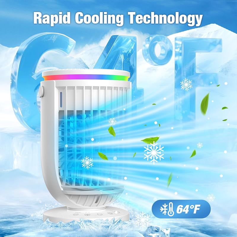 Portable Evaporative Air Cooler with 1500ML Water Tank, Remote Control