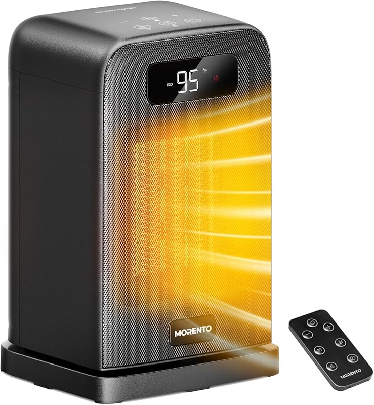 Small Space Heater with LED Display, 70° Oscillation, and 12H Timer fo