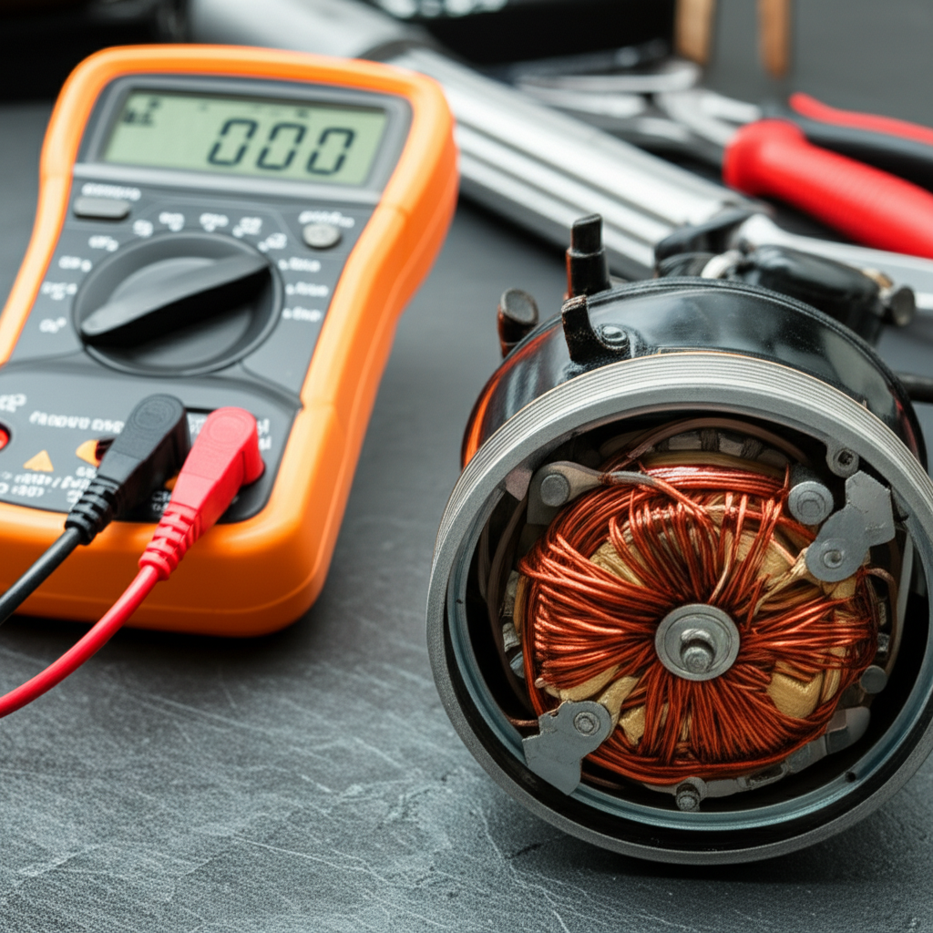 Generate a high-quality, relevant image prompt for an article about: Test AC Compressor Windings: Ea
