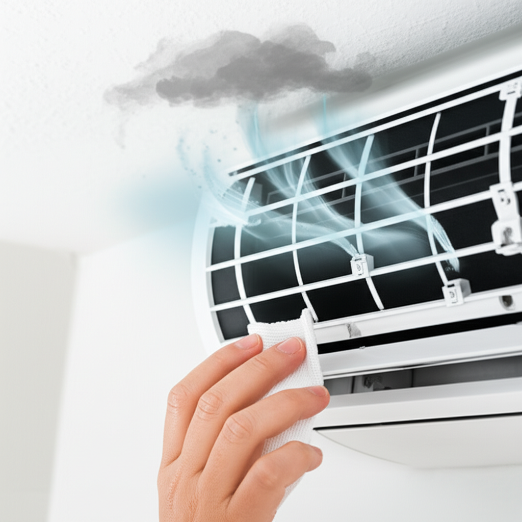 Generate a high-quality, relevant image prompt for an article about: Fix AC Bad Smell: Effortless So