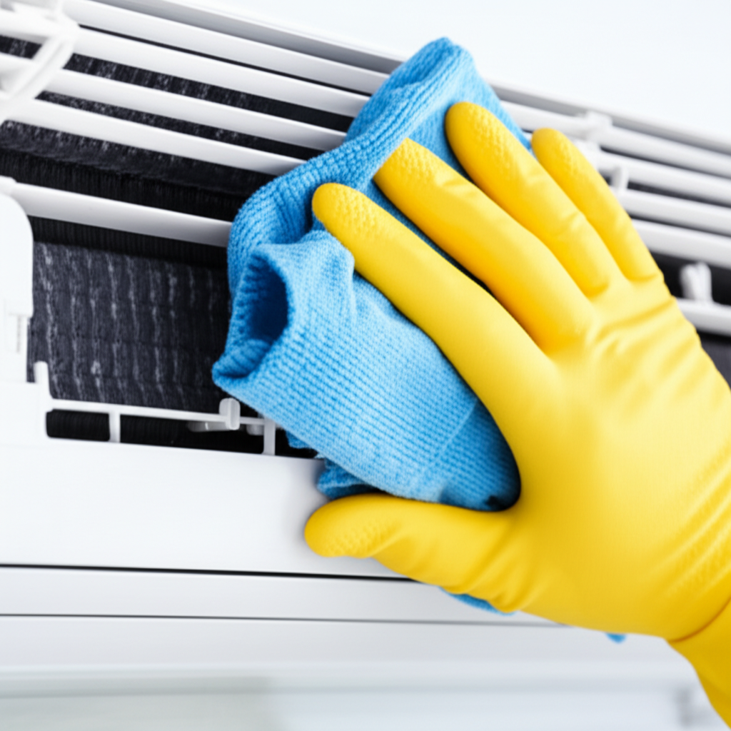Generate a high-quality, relevant image prompt for an article about: Mold Removal: Effortless AC Cle