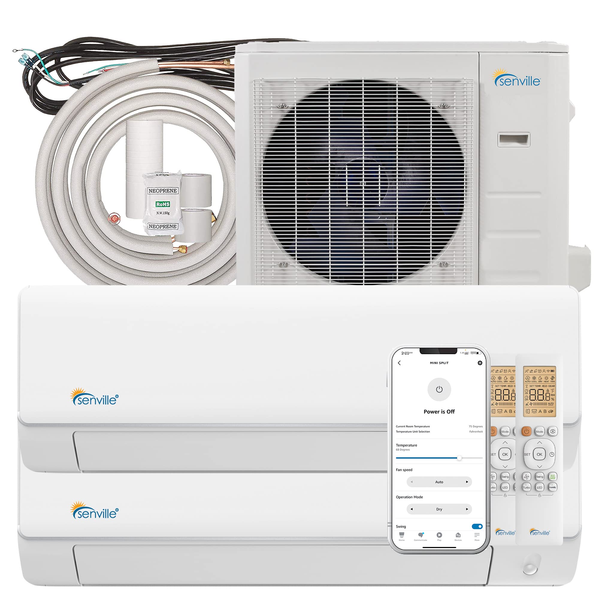 Senville 28000 BTU Dual Zone Mini Split Air Conditioner Heat Pump, 2 Ton, Works 
