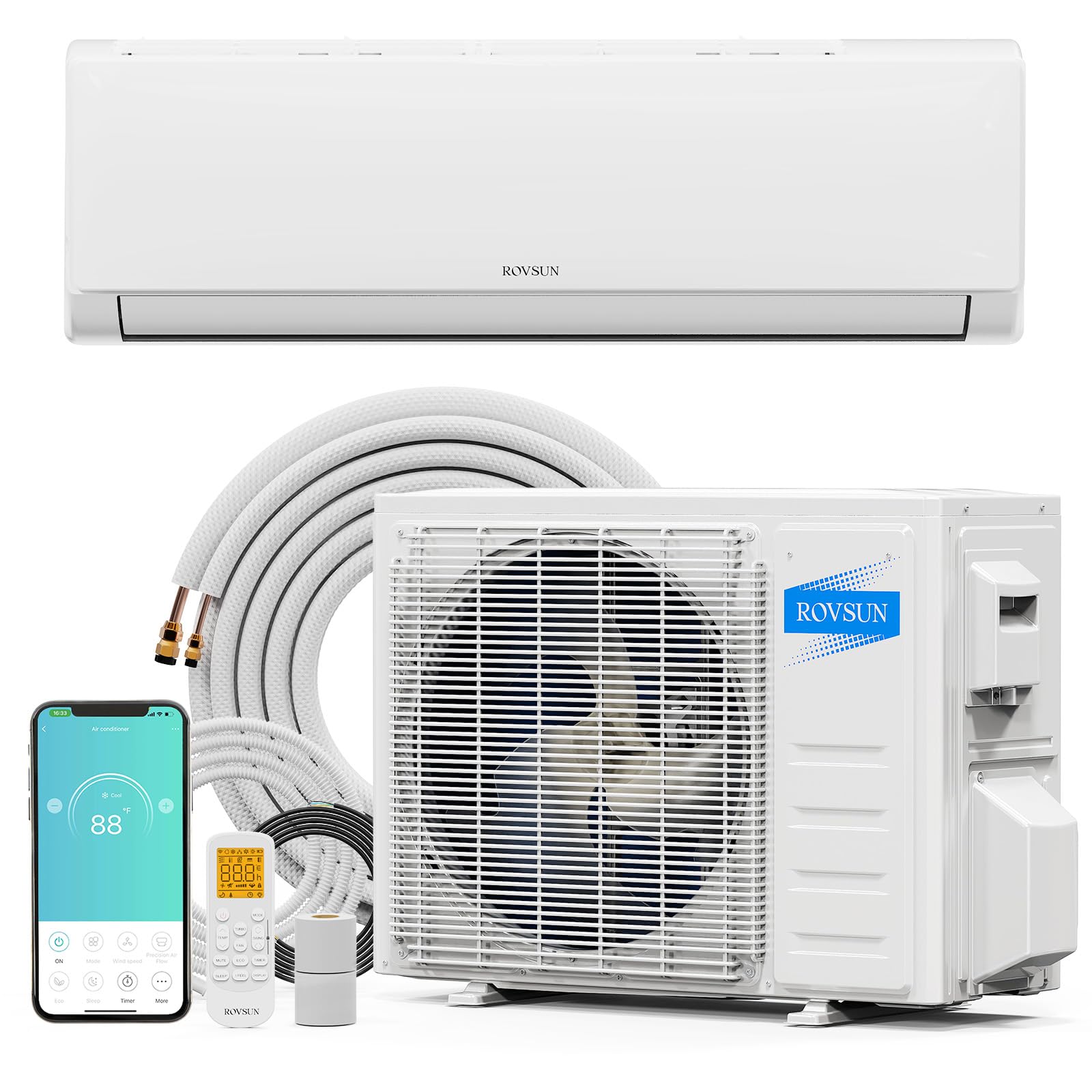 ROVSUN 9000 BTU Wifi Enabled Mini Split Air Conditioner & Heater with Inverter, 