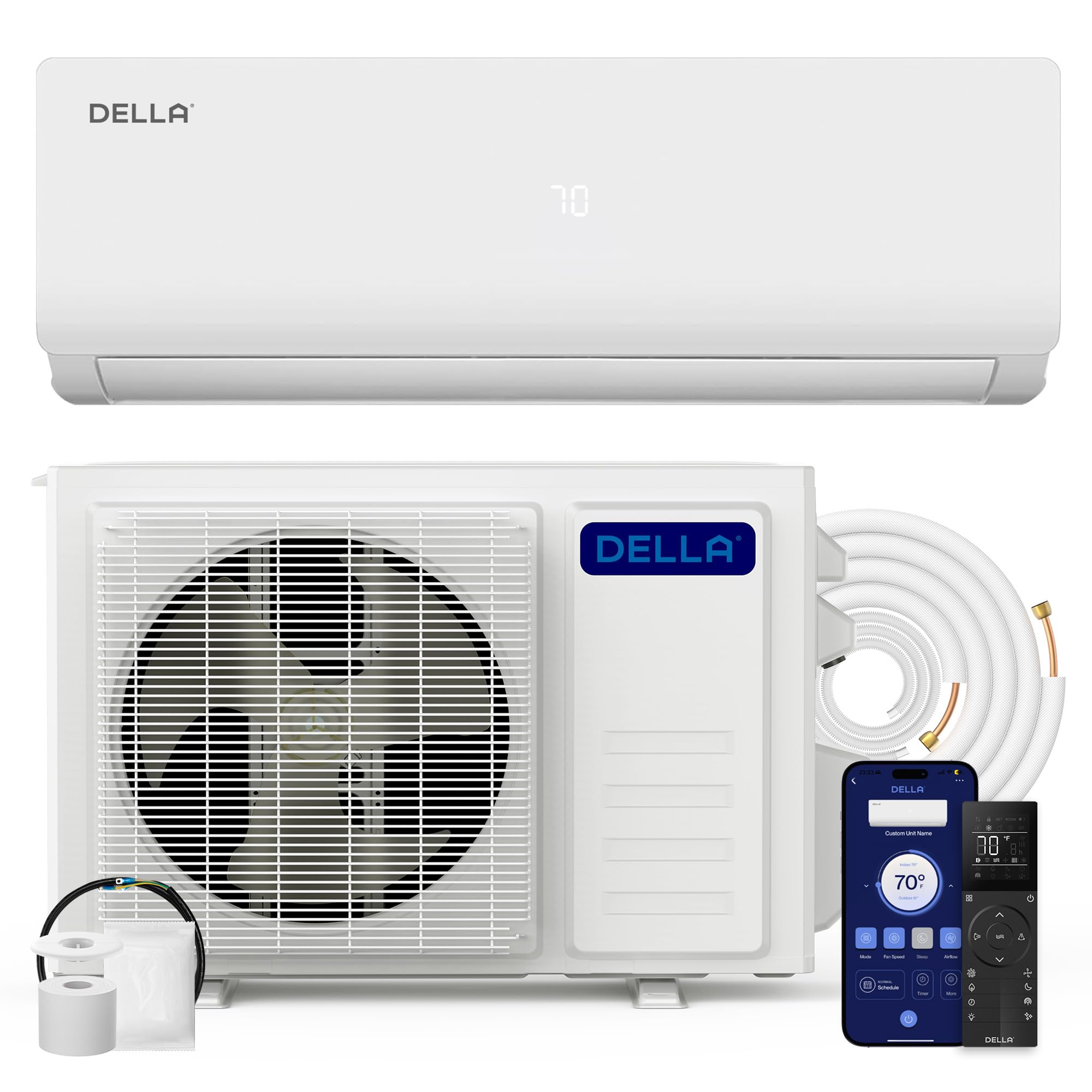 DELLA Vario Series 24000 BTU Mini Split AC, 2 Ton 21 SEER2, Work with Alexa and 